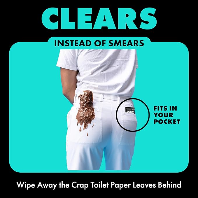 DUDE Wipes On-The-Go Mint Chill Travel Wipes - 30 Count (Individually Wrapped) - Extra-Large Adult Flushable Wipes - Infused with Tea Tree Oil, Vitamin E, and Aloe - Septic and Sewer Safe