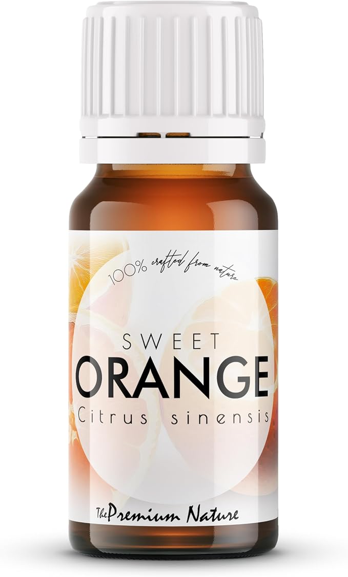 Organic Sweet Orange Essential Oil | 100% Pure & Natural Citrus sinensis Peel Oil with Fresh Sweet Citrus Aroma | for Diffuser, Candle Making & DIY Aromatherapy Blends, 0.34 fl oz