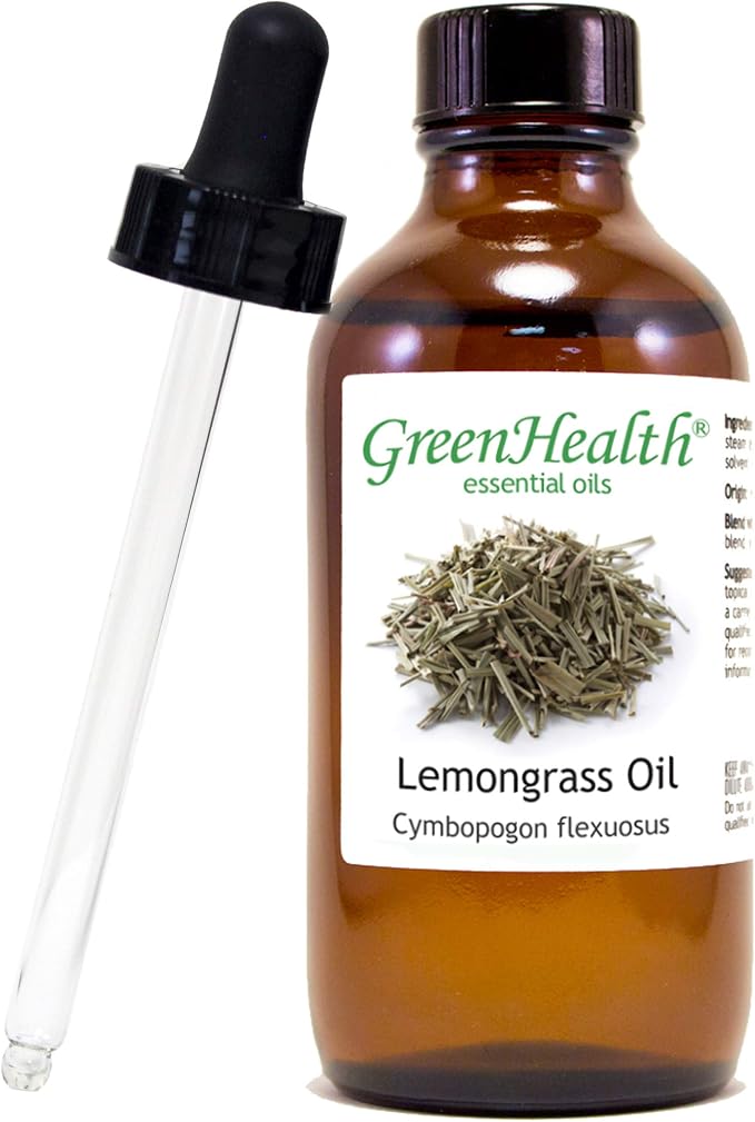 Lemongrass Essential Oil - 4 fl oz (Pack of 2) | 100% Pure & Therapeutic Grade | for Diffuser, Aromatherapy, Cleaning, DIY, Candles | Amber Glass Bottles with Droppers – GreenHealth