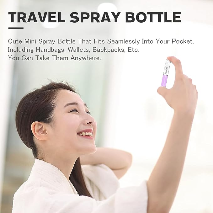 Mini Spray Bottle, Clear Plastic Empty Sample Containers, Fine Mist Perfume Travel Refillable Spray Bottle Perfume Atomizer Small Portable Bottle for Cleaning, Travel, Essential Oils(60, 3ml)
