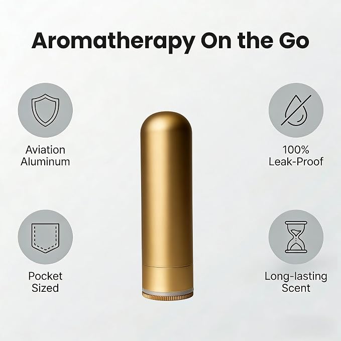 Metal Nasal inhalers for Essential Oils Refillable Aluminum Aromatherapy Inhaler Comes with 20 Cotton Wicks - for Aromatherapy (2+20 pc)