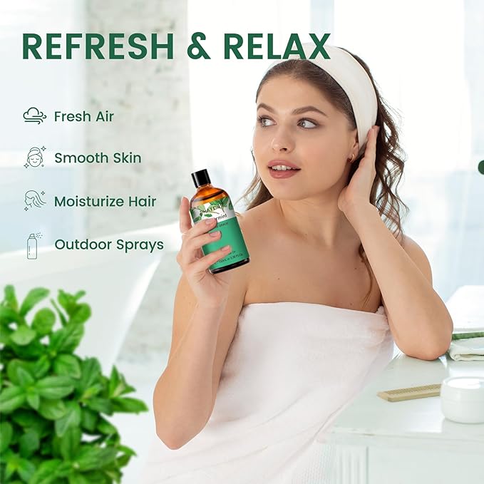 PHATOIL Peppermint Essential Oil, Huge 3.38 Fl Oz Pure and Natural, Premium Grade Essential Oil for Diffuser and Aromatherapy
