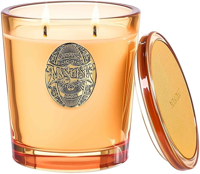 M&SENSE Large Two-Wick Soy Candle | Pumpkin Apple Pie & Orange | 19.8 oz, 120H Burn Time | Luxury Scented Candle for Relaxation, Gifting, Home Décor | Ideal for Bedroom, Office, Party Ambiance
