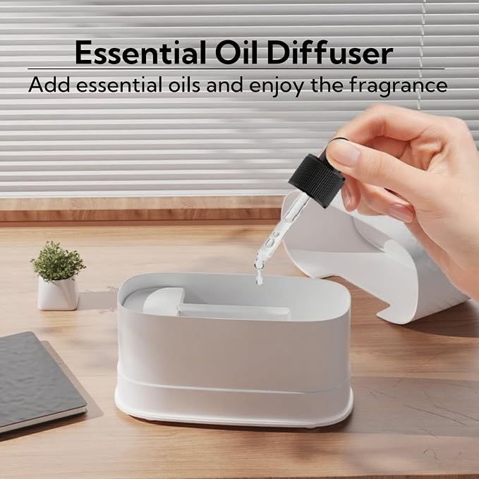 Portable Small Humidifier Dual Nozzle - Large Cool Mist Humidifiers Double Spray Ports, Water Shortage Protection, Ultra-Quiet, Mini Humidifier for Bedroom Plants Office Car Travel (Flame Volcano)