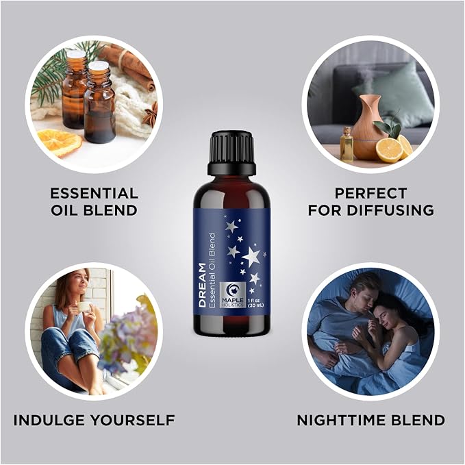 Relaxing Essential Oils for Diffusers for Home - Snooze and Dream Sleep Essential Oil Blends for Diffusers with Pure Essential Oils Including Lavender Roman Chamomile and Peppermint