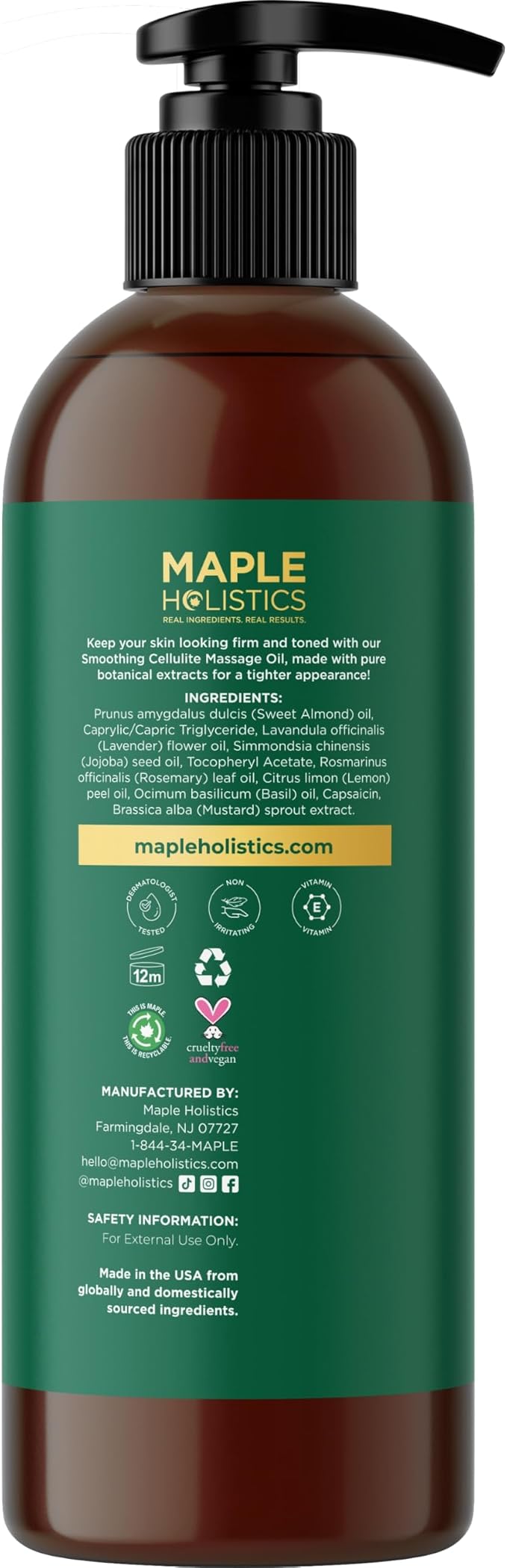 Smoothing Anti Cellulite Massage Oil - Slimming Cellulite Oil with Clinically Studied ShapePerfection for Enhanced Microcirculation and Body Contouring - Vegan Non GMO & Gluten Free (8 Fl Oz)