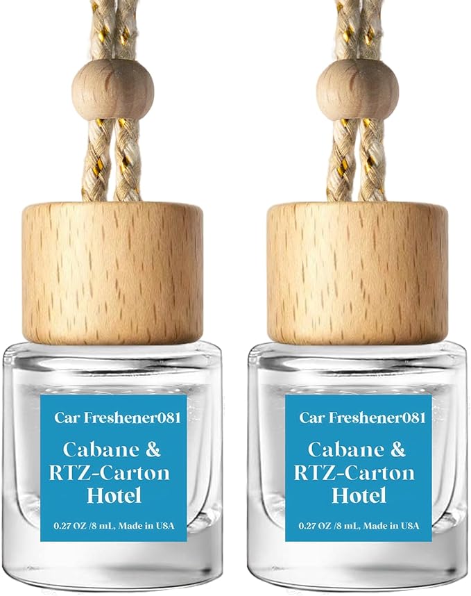 C Classy Hanging Car Air Freshener 2 Pack, Cabana Hotel Scent Essential Oil Diffuser, Long-Lasting Fragrance,Cute Glass Bottle Car Accessories for Women & Men, Made in USA