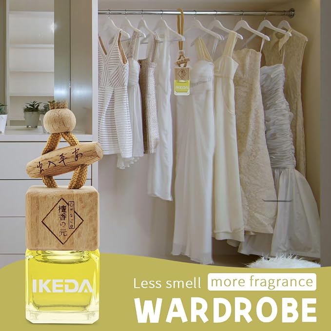 ikeda fragrance Car Air Freshener | Square Hanging Car Scent with Vent Clip Bottle | Long Lasting Fragrance | Essential Oil Diffuser | Odor Eliminator Deodorizer (Square-Tranquil Girl)
