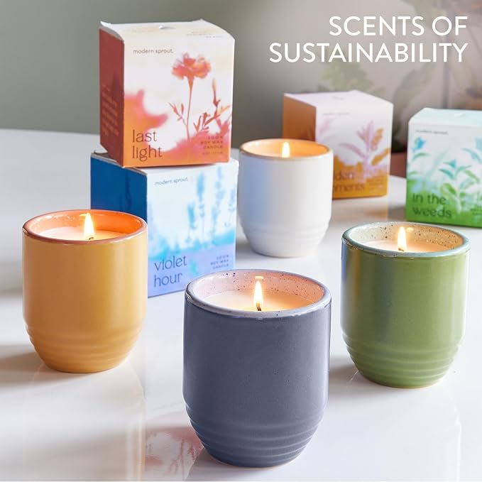 Modern Sprout Garden Vibes - 6 Oz Soy Candle Planter - Last Light - 2-Pack | 2 in 1 Soy Candles -6 oz w/40-hr Burn- Bug-Repelling Citronella,Rosemary, Cedarwood, Mint-Reusable Vessel as Marigold Planter