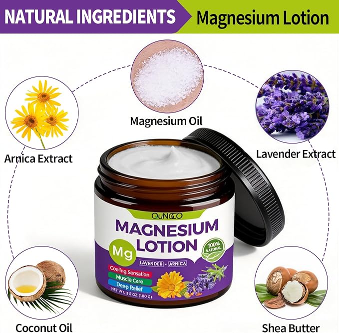Magnesium Lotion & Pure Magnesium Oil Spray for Sleep, Leg, Muscle Relaxation Unscented, Less Itch, Magnesium Oil Spray with Magnesium Chloride,Lotion with Arnica and Lavender,Skin Friendly