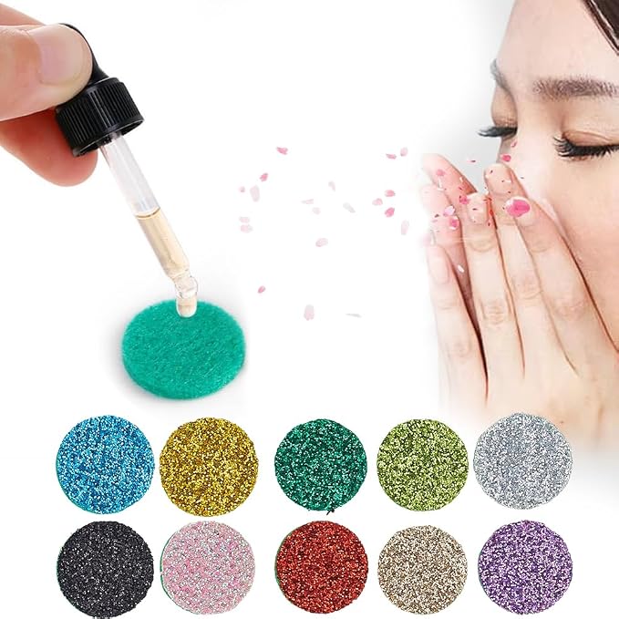 SUNNYCLUE 100Pcs Essential Oil Refill Pad Perfume Pads 15 x 3mm Random Colorful Cotton Flat Round Aromatherapy Microfibre Locket Necklace Replacement Refills Diffusers for Bracelet Car Home Supplies