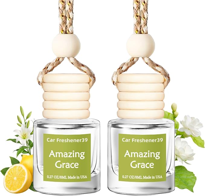 Hanging Car Air Freshener, Long Lasting Essential Oil Diffuser, Non-Toxic New Car Scent, Cute Car Fresheners for Women, 2 Pack Made in USA