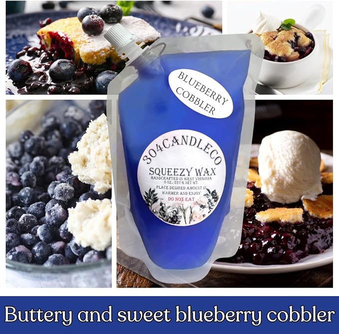 304CandleCo Large Squeeze Soy Wax Melt - 50 SCENTS! - Highly Fragrant & Hand-Crafted - Easy Mix & Match - American Made - Perfect for Wax Warmers (3oz, Blueberry Cobbler)