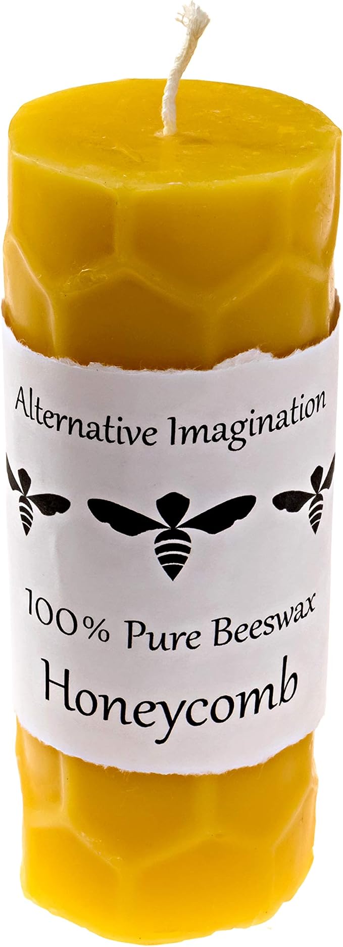 Honeycomb Beeswax Pillar Candle - 2x6 Tall - 100% Pure Beeswax Candles, 60 Hours - Natural Yellow - Dripless, Smokeless, Unscented - for Home Decor, Gifts - 1 Pack - Alternative Imagination