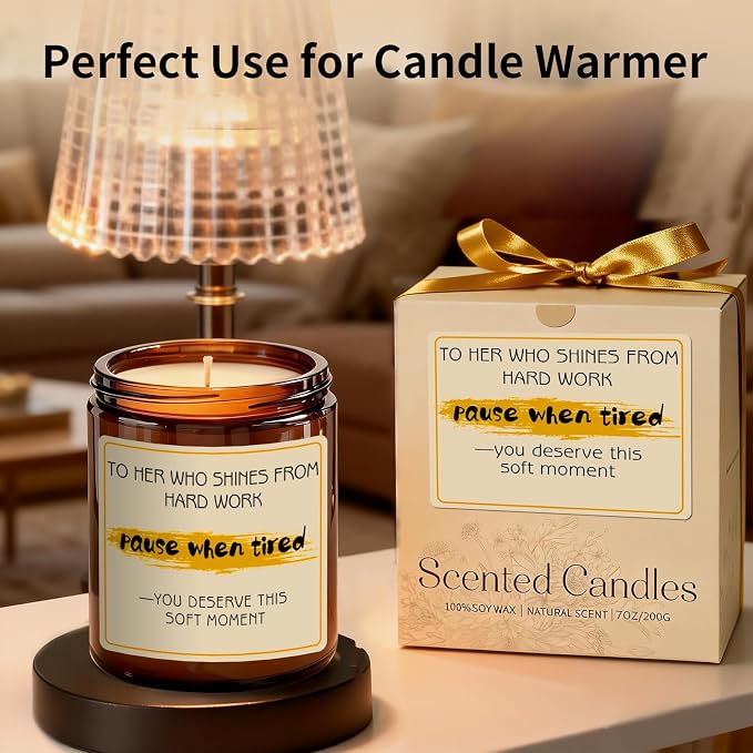 Relaxing Candle Gift for Women Men - Orange Candle for Home Scented, Relaxing Gifts for Anxiety Relief - Mothers Day, Calm Down, Birthday Aromatherapy Candles for Women Friend Coworker Mom