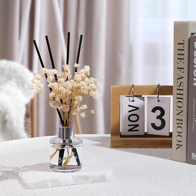 Gardenia Bathroom Diffuser, 1.7 oz Reed Diffuser with Dried Flower for Small Place, Last up to 30 Days