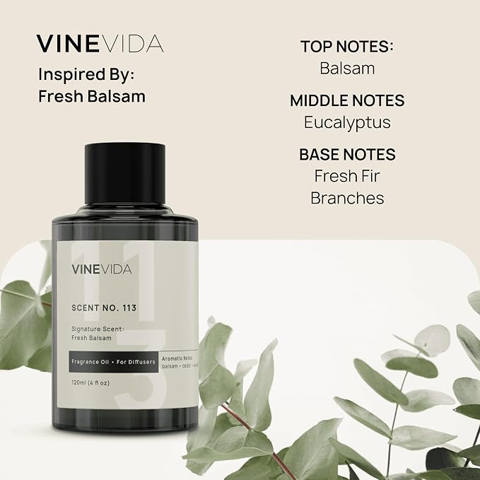 VINEVIDA [4 Oz] Inspired by: Fresh Balsam; Diffuser Oil Refill | Premium Scent Diffuser Oil for Home | Non-Toxic Fragrance