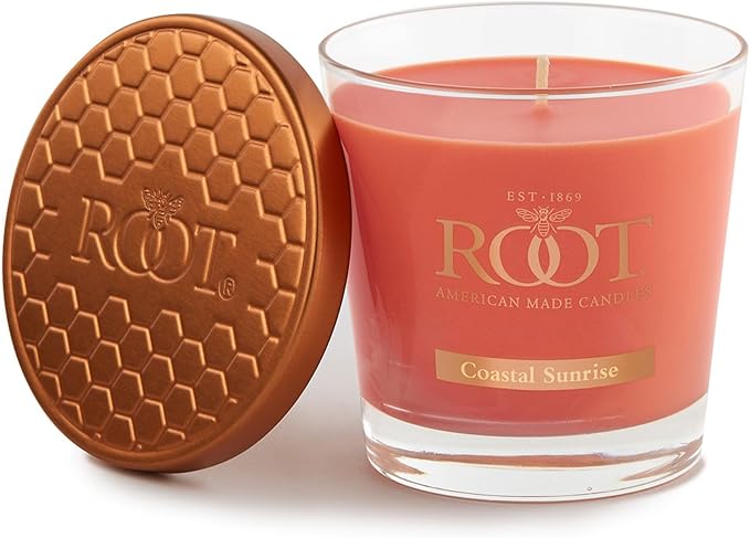 Root Candles Scented Candles Honeycomb Beeswax Blend Premium Handcrafted Candle, Small Veriglass, Coastal Sunrise