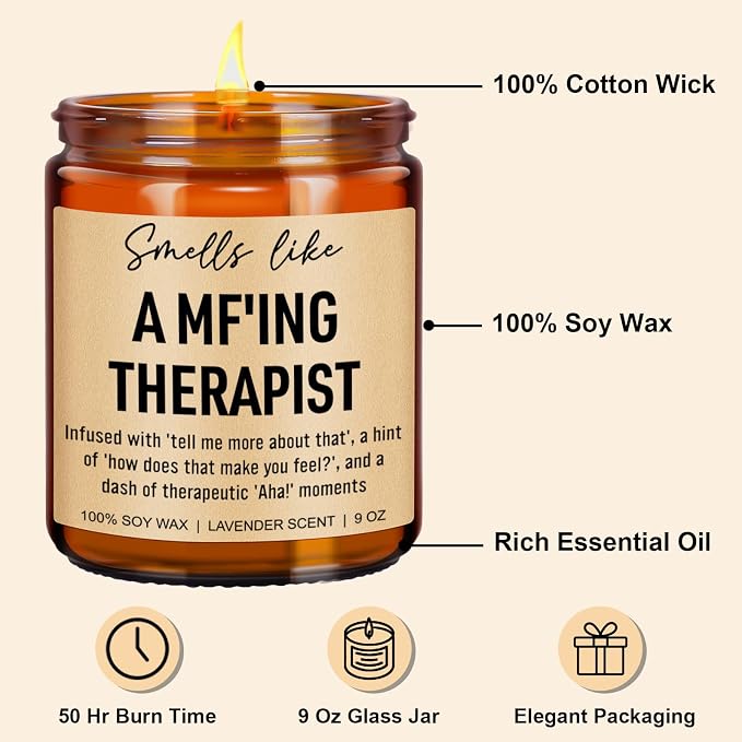Younift Funny Scented Candle, Therapist Gifts, Therapy Office Decor & Must Haves, Occupational Therapy Gifts, Mental Health, Psychology Graduation, Therapist Appreciation Presents, Psychologist