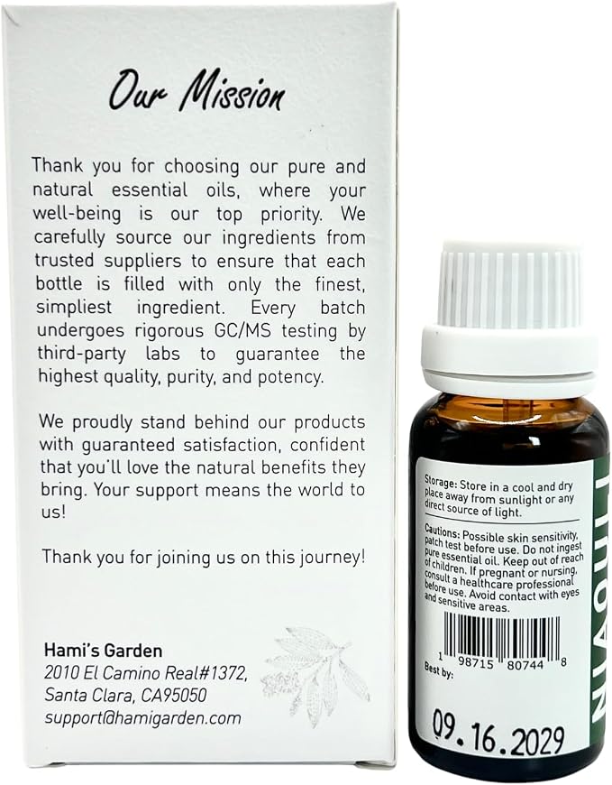 Hami’s Garden Niaouli Essential Oil – 100% Pure & Natural –Premium Grade with Glass Dropper (20mL)– for Diffuser, Skincare, and DIY Products.
