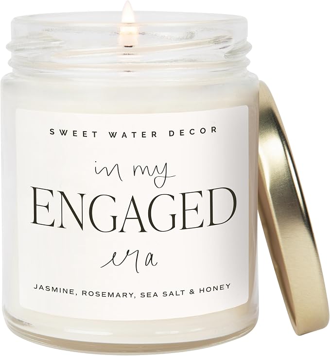 Sweet Water Decor in My Engaged Era Candle - Engagement and Bridal Shower Gifts for Woman - 9 oz Soy Candle in Clear Jar with 40+ Hours Burn Time, Made in the USA