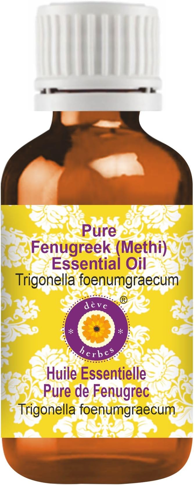 Deve Herbes Pure Fenugreek (Methi) Essential Oil (Trigonella foenumgraecum) Steam Distilled 15ml (0.50 oz)