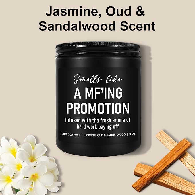 Younift Funny Scented Candles, Promotion Gifts for Women, Men - Congratulations on Your Promotion, New Job Gifts - Job Promotion Decorations - 9 oz