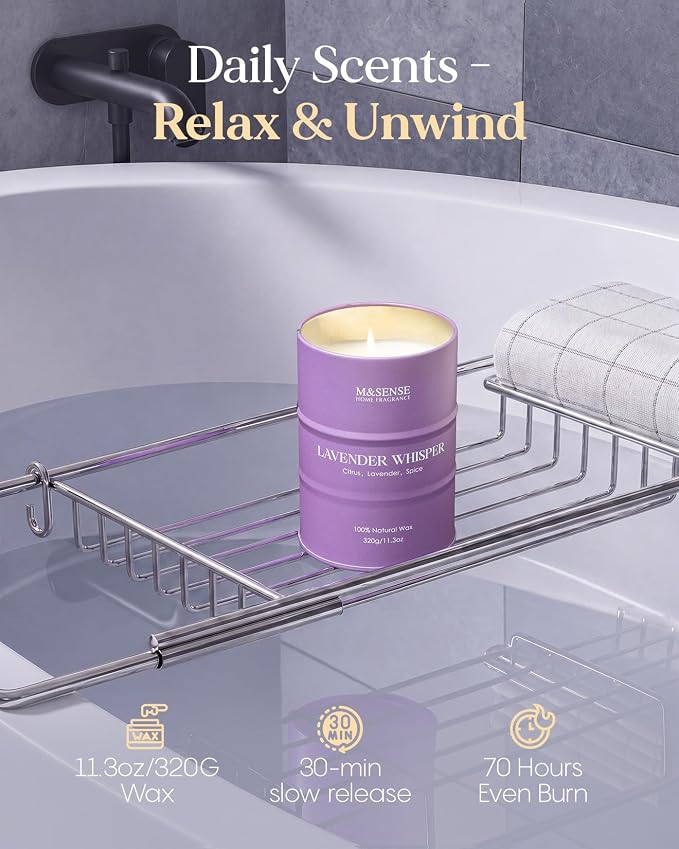 M&SENSE Lavender Scented Candles for Women, 11.3 oz Soy Candles for Home Scented, Aromatherapy Candle for Stress Relief Meditation Relaxing,Birthday Gifts Mothers Day Candle for Women Mom