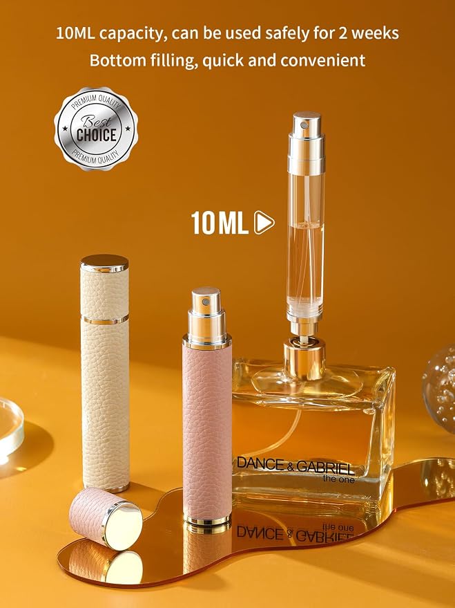 10ML Genuine Leather Atomizer Sprayer for Perfume - Portable Mini Cologne Sprayer for Woman Man - Perfume Travel Refillable Bottle,Travel Essential Fragrance Spray Bottle (Black)