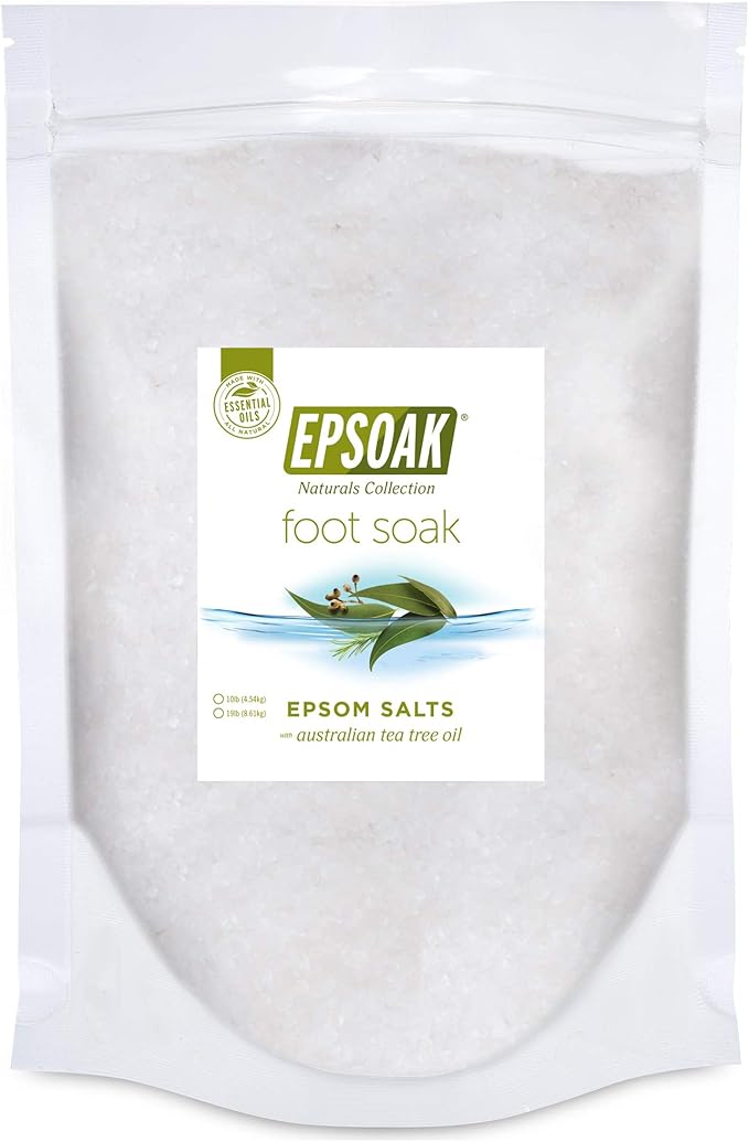 Epsoak Epsom Salt 19 lb. USP Magnesium Sulfate with Tea Tree Scent Resealable Epsom Salt Bag, Made in The USA, Cruelty-Free Certified