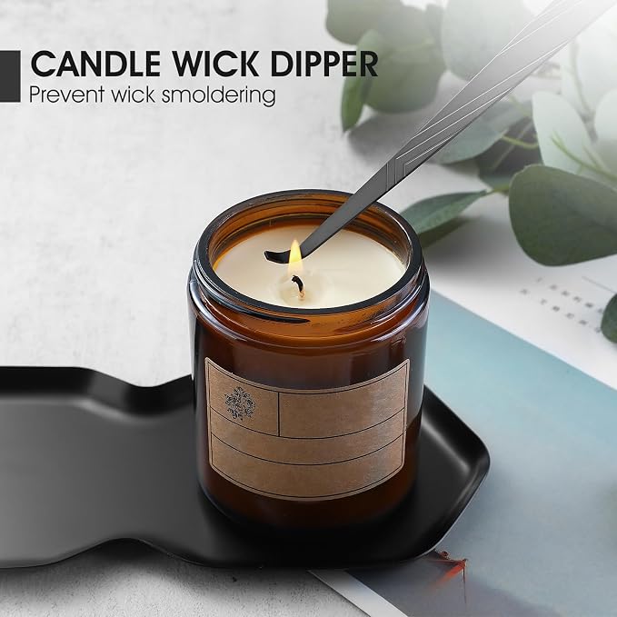 PATOISE 3-in-1 Candle Accessory Set, Wick Trimmer, Candle Snuffer, Wick Spoon, Stainless Steel Material Perfect for Candle Lovers(Black)