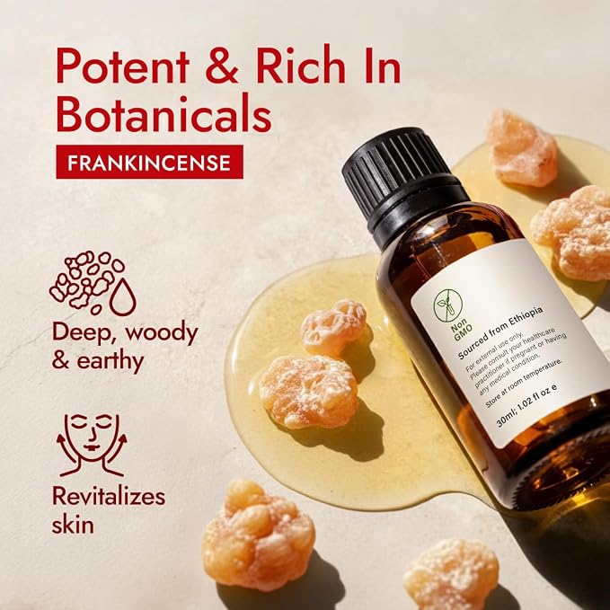H'ana Frankincense Oil - 1.02 Fl Oz Frankincense Essential Oil for Hair, Skin, Diffuser, Aromatherapy & DIY
