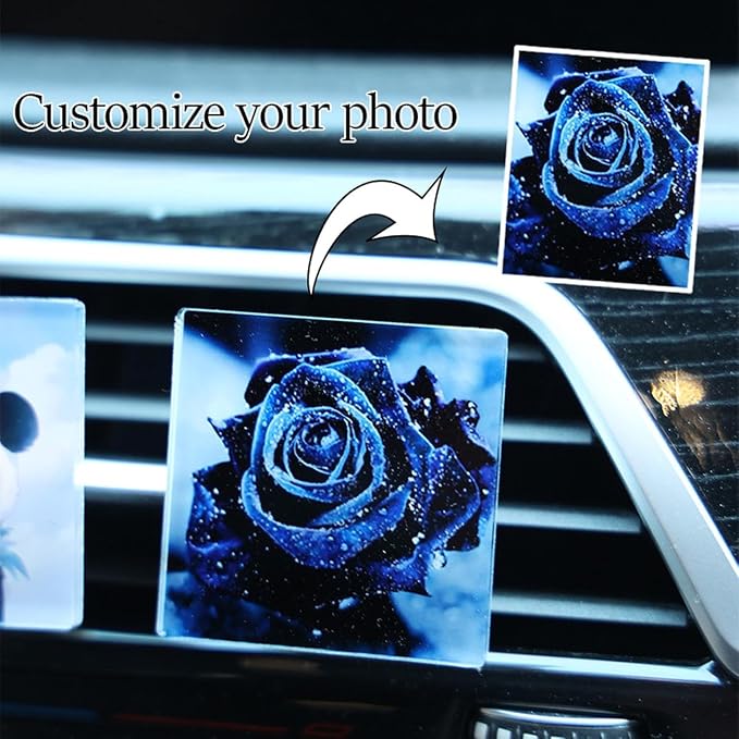 12 Pack Sublimation Car Air Vent Clips Blanks Acrylic Car Outlet Perfume Auto Vent Scent Diffuser Clip for DIY Photo Crafts Rectangel Shaped