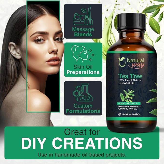 Essential Oil | Pure Aromatherapy Oil for Diffusers, Hair Growth, Skin, Scalp Care, Massage | Refreshing Hair Oil for Women & Men | Natural Essential Oil for Diffuser (Tea Tree)