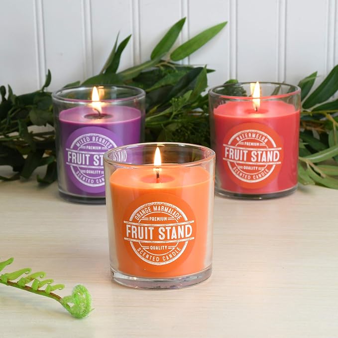 Lumabase Scented Wax Candles, Fruit Stand Collection - Set of 3