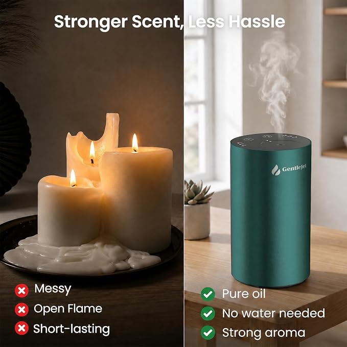 GentleJet LiteMist Waterless Rechargeable Aroma Diffuser for Bedroom, Office & Car, Cold-Air Essential Oil Mist, Aluminum Body, 20ml
