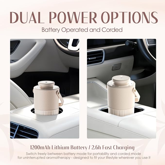 SALKING Waterless Diffuser Starter Kit with 30mL Hotel Fragrance Oil, Scent Diffuser Battery Operated Nebulizer with Timer & Adjustable Mist Mode, Car Diffsuer, Mini Scent Air Machine for Home, Office
