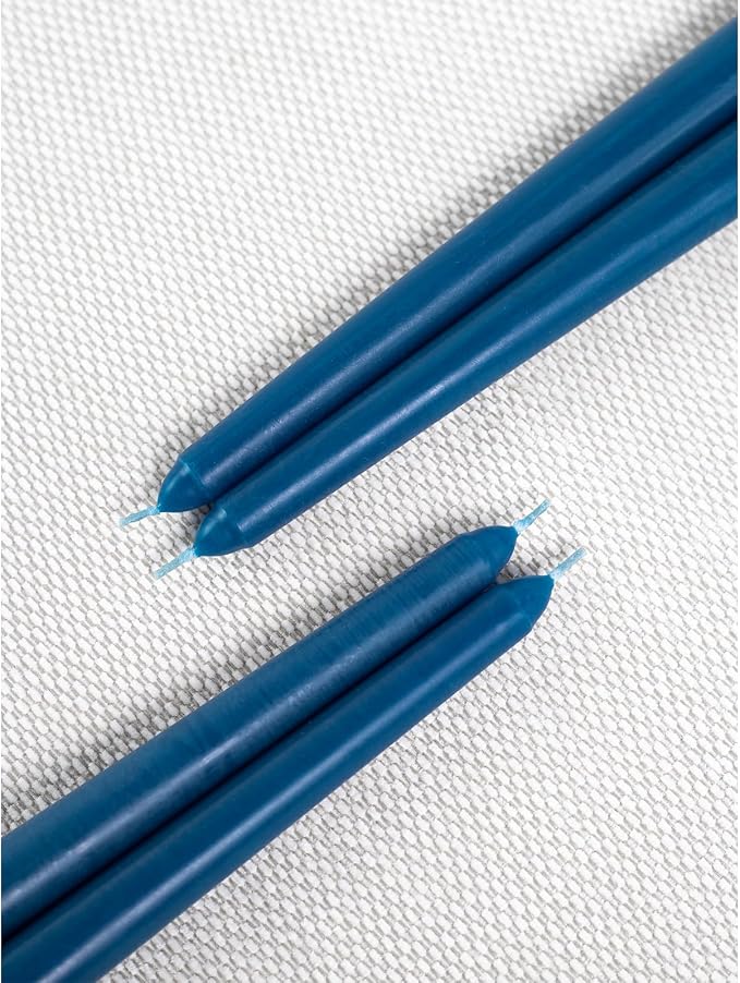 CANDWAX Dark Blue 8 inch Taper Candles Pack of 4 - Long Burning Unscented Smokeless Dripless Tall Candle Sticks - Perfect for Parties, Celebrations, Special Occasions or as a Dinner Table Centerpiece