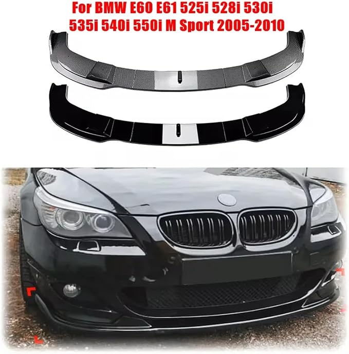 Car Front Bumper Splitter Lip Spoiler Diffuser Guard Cover Body Kit For BMW E60 E61 525i 528i 530i 535i 540i M Sport 2005-2010(Black)