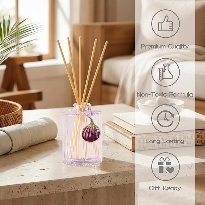 COCORRÍNA Reed Diffuser, Fig Blossom Scent Oil Diffuser, 6.09 fl oz, 8 Reeds, Long-Lasting Home Fragrance, Bathroom Bedroom Shelf Decor & Gifts