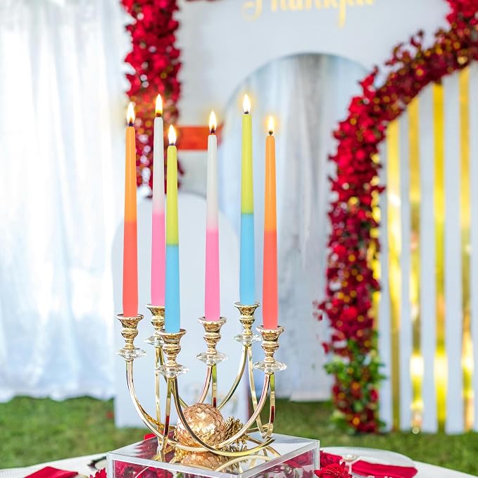 Candlesticks Long Taper Candle,Rose Scented 10 Inches Colorful Candle Sticks Smokeless Tapered Candles for Home Décor Holiday Gifts 6pcs