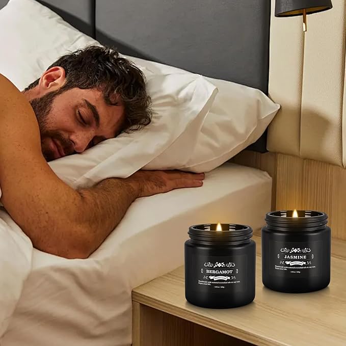 Howemon Scented Candle Set 12 Pack,Black, Candle for Home Scented, Odor Eliminating, Stress Relief, Long Lasting Soy Wax Gift Set