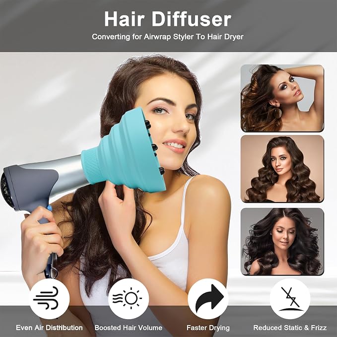Universal Collapsible Hair Dryer Diffuser Attachment-Foldable Portable Travel and Easy Storage Hair Diffuser Fit Most Hair Dryers with Nozzle Diameter D-1.575Inch to 1.968 Inch (4-5cm)- Blue