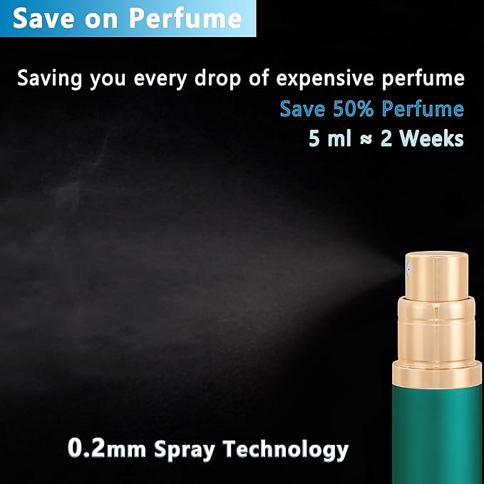 Travel Refillable Perfume Atomizer Bottle 5ml Leakproof Travel Perfume Refillable Bottle, Perfume Atomizer (Green)