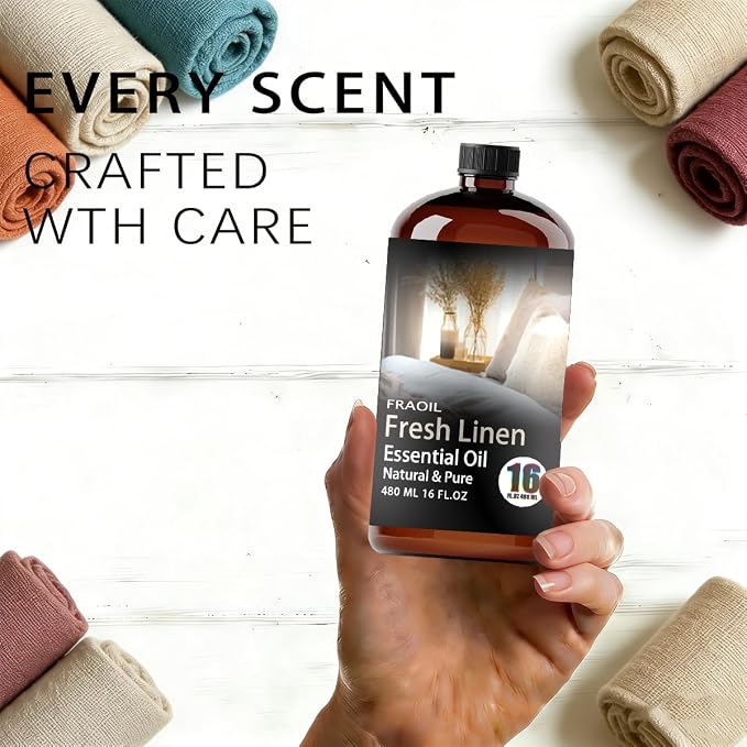 Fresh Linen Essential Oil, Fresh Linen Oil 16 Fl Oz 480ML for Diffuser Humidifier Yoga Cleaning DIY Candle Soap Making Perfume Gift for Women Fresh Linen Fragrance Oils