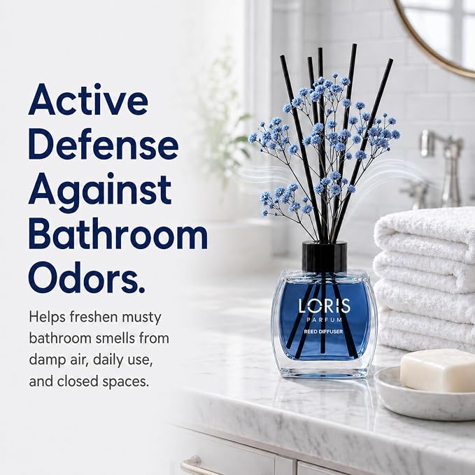 Loris Mango Reed Diffuser Set with Dried Flowers | Reed Diffusers for Home with Sticks | Bathroom Diffuser & Room Scent | Long-Lasting Home Fragrance | 120 mL / 4.06 fl oz