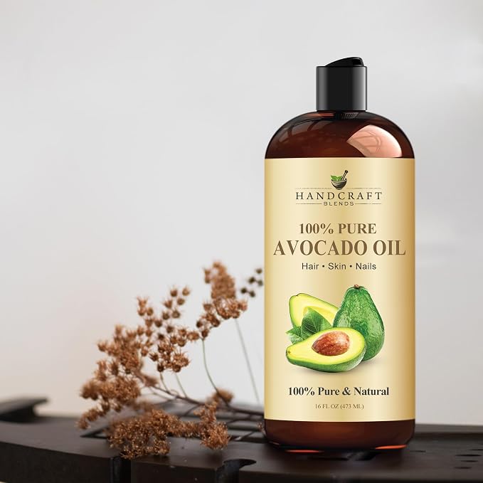 Handcraft Blends Avocado Oil - Cold-Pressed 16 Fl Oz - 100% Pure and Natural - Premium Grade Carrier Oil for Skin and Hair - Hair and Body - Massage - Hexane-Free