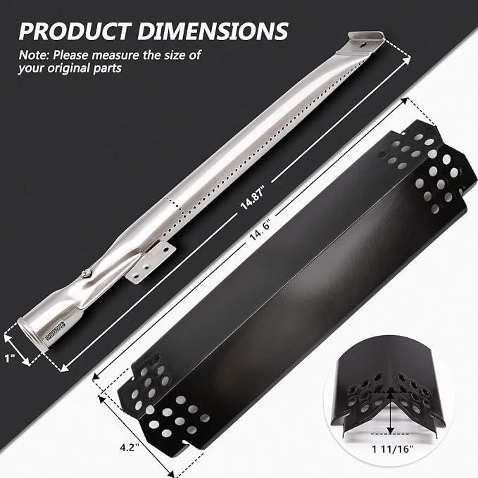 Criditpid Grill Replacement Parts for Nexgrill 2 Burner 720-0864M, 720-0864, 720-0830H, 720-0888N, 720-0888, Grill Heat Plate Shields, Burners and Igniters for Nexgrill 720-0864M Replacement Parts