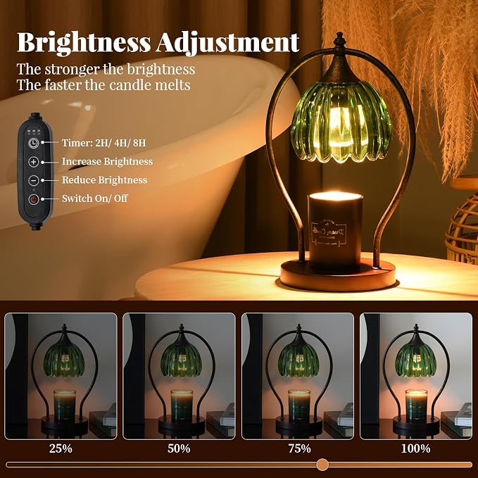 GOODBUY Timer Candle Warmer Lamp: Dimmable Candle Warmer Wax Melts Warmers for Jar Candles with 2 Bulbs, Birthday Gifts for Men Women, House Warming Gifts New Home Decor for Bedroom Living Room