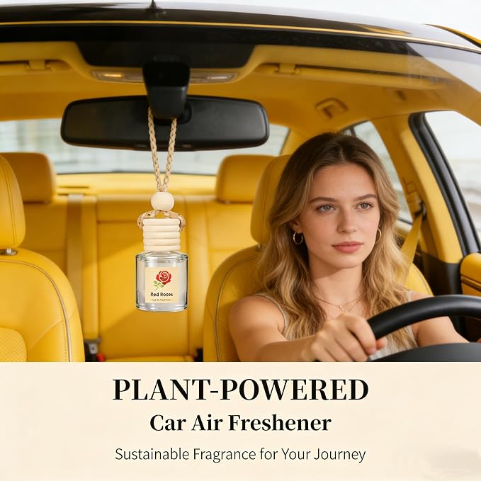 Vietora EudLuxury Car Air Freshener 4-Pack, Hanging Essential Oil Car Diffuser for Rearview Mirror, Long Lasting Aesthetic Auto Decor Accessories (Lavender, Rose, Oud Wood, Amber)